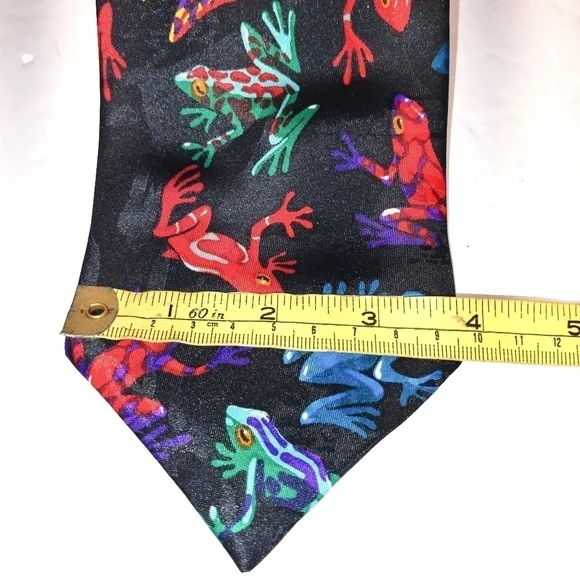 Addiction frog notif neck tie black background re green and blue - Picture 2 of 4